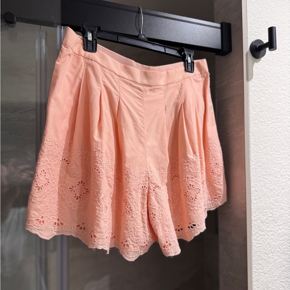 J. Crew Pleated Eyelet Skort in Peach Petal Size 10